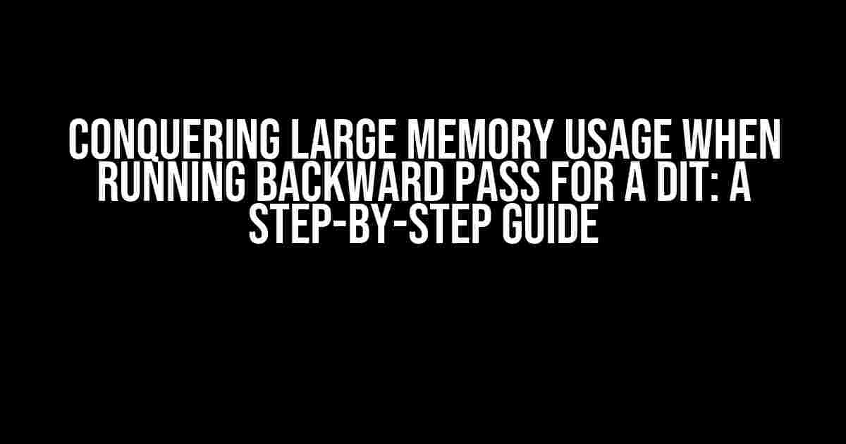 Conquering Large Memory Usage when Running Backward Pass for a DiT: A Step-by-Step Guide